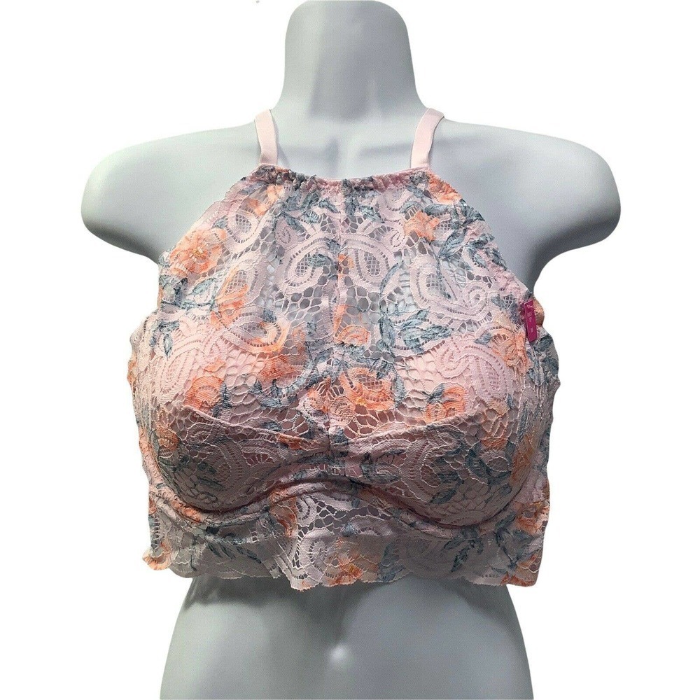 NWT Victoria's Secret PINK Padded Halter Push-Up‎ Bra Floral Pink Size M